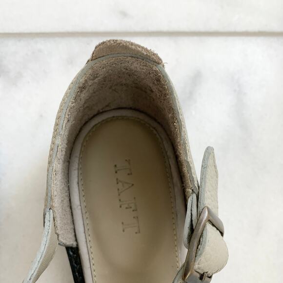 NEW Taft Buckled Cage Leather Mixed Media Fisherman Sandals Shoe Beige Tan 9 - Picture 4 of 8